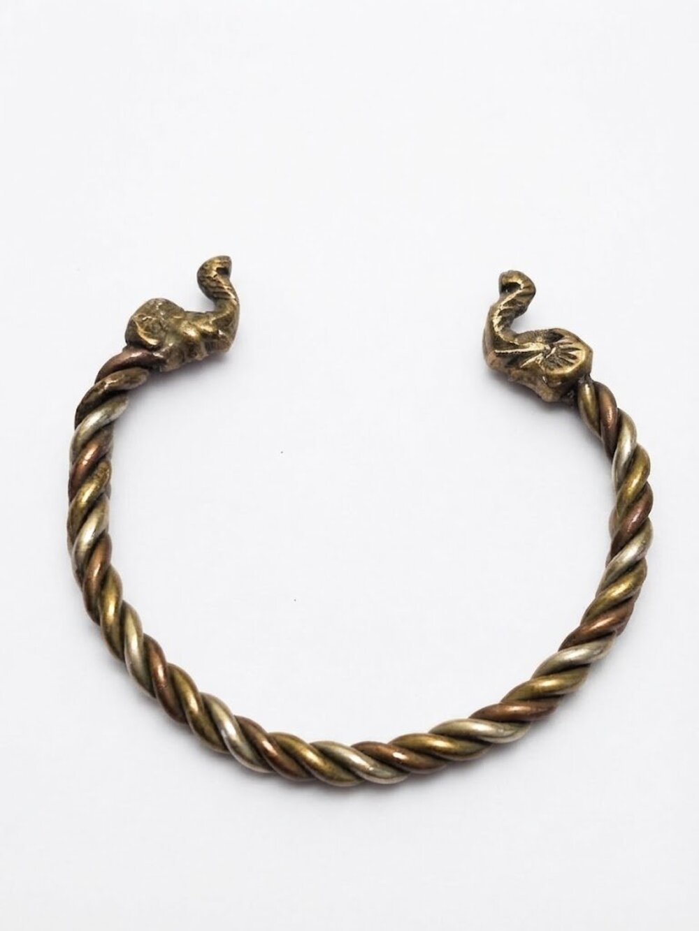Vintage Vintage Twisted Mixed Metal Cuff Bracelet - Detailed Elephant - Picture 2 of 7